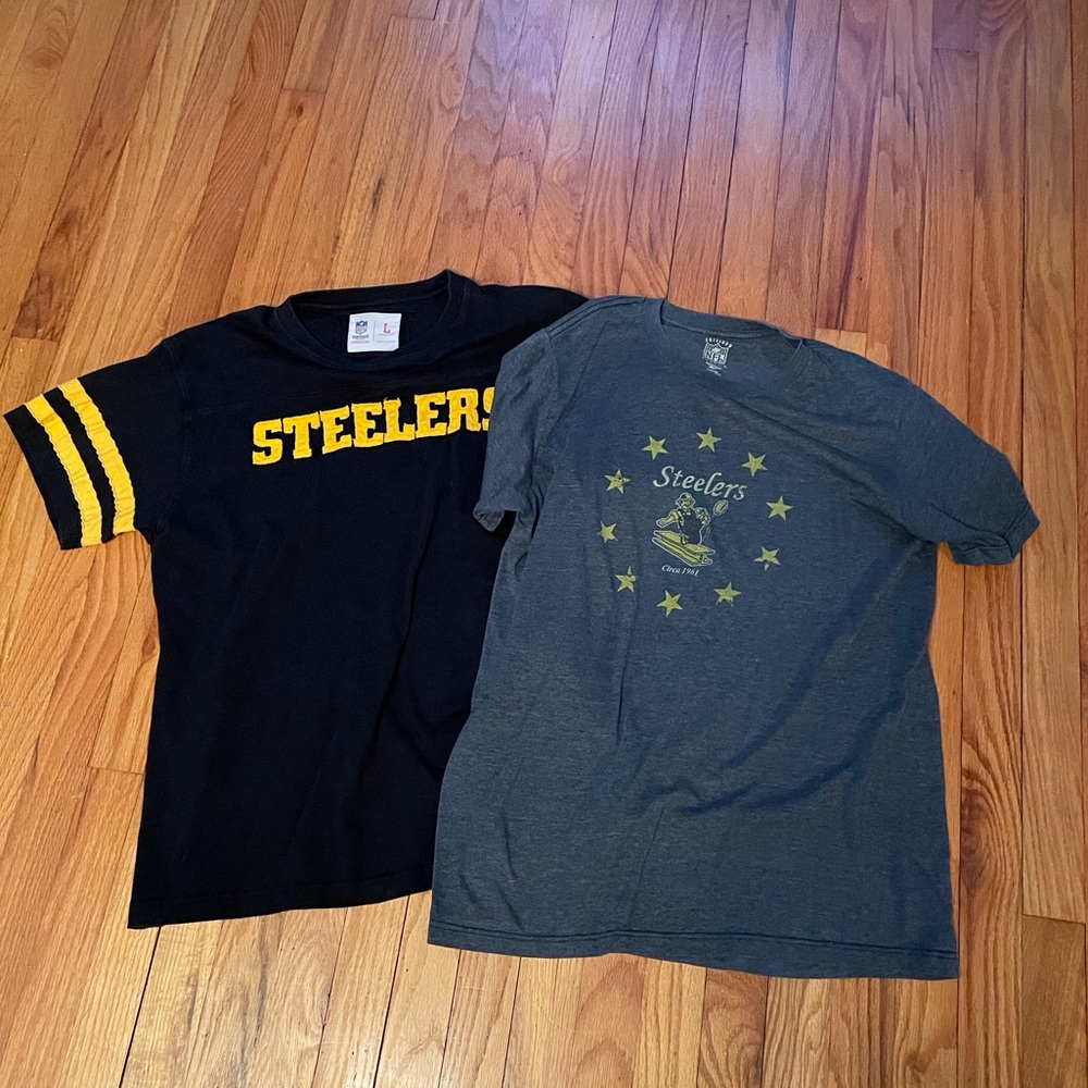 Two NFL Steelers t-shirts.